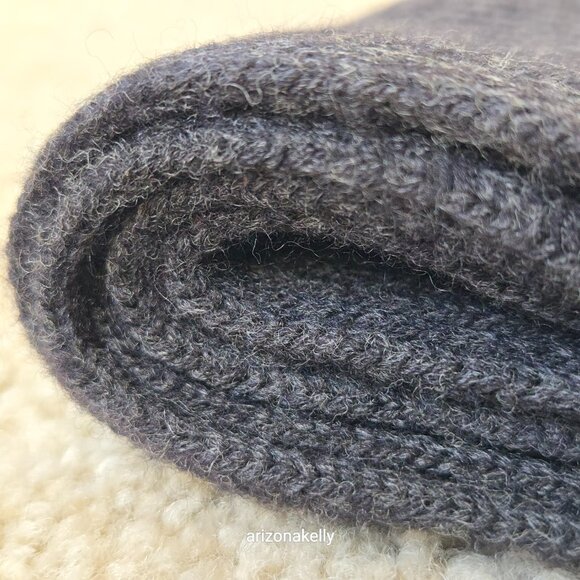 NWOT Extra Fine Merino Wool Scarf Italian Yarn Charcoal Grey Ribbed - Picture 12 of 13